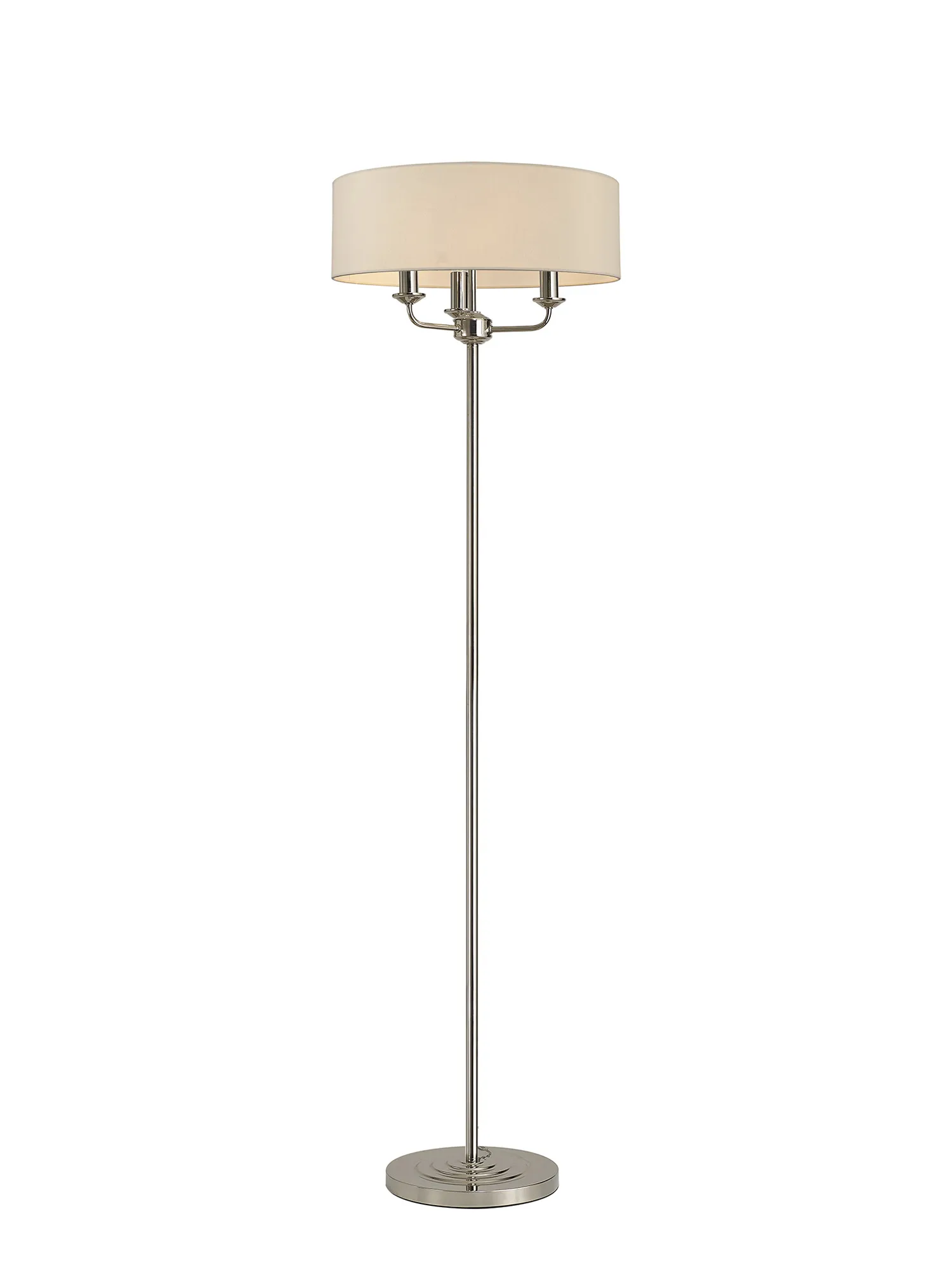 DK0884  Banyan 45cm 3 Light Floor Lamp Polished Nickel, Ivory Pearl